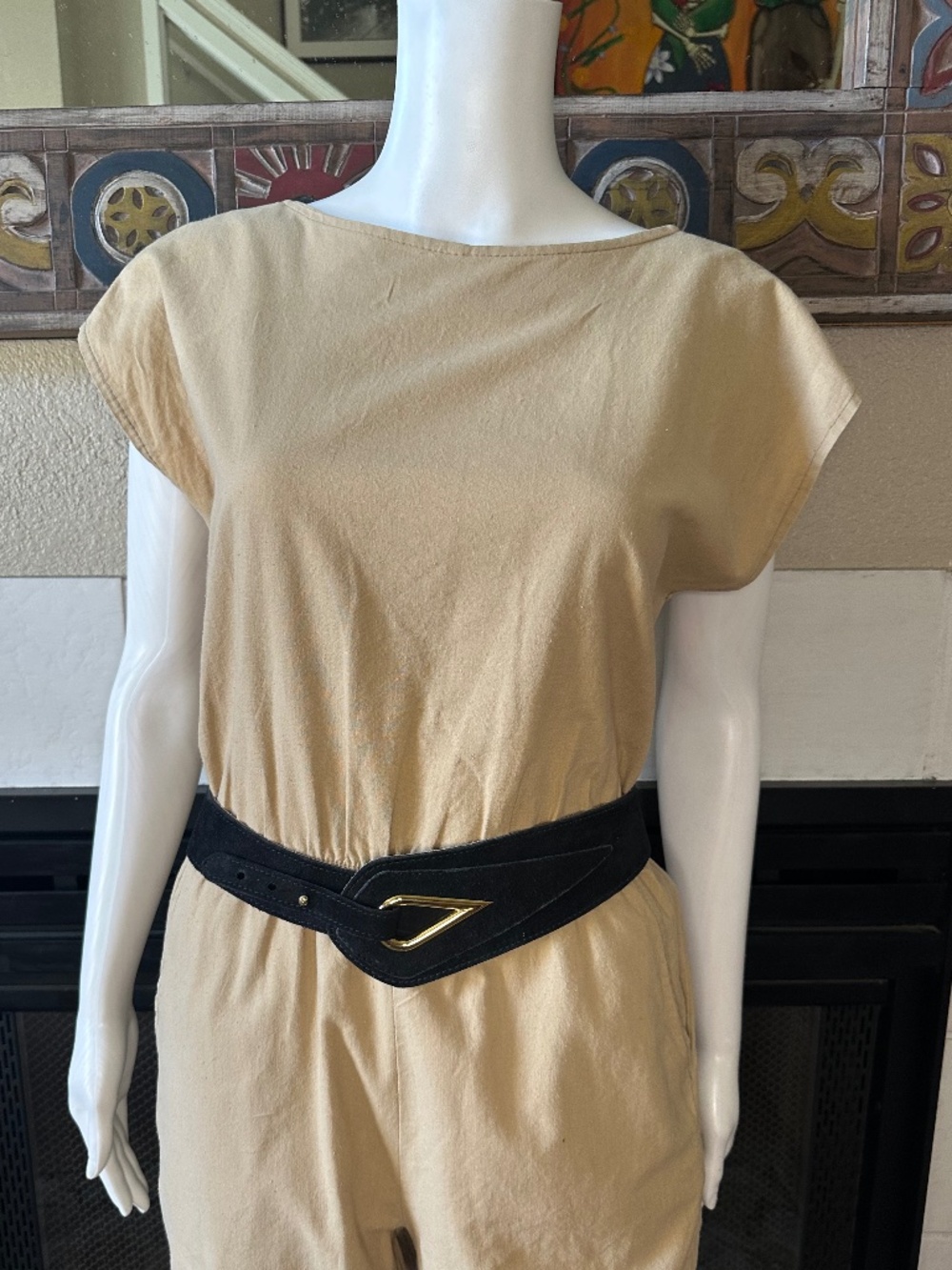 Vtg Calderon black suede Gold accent up to 32" waist style 9896 made in USA